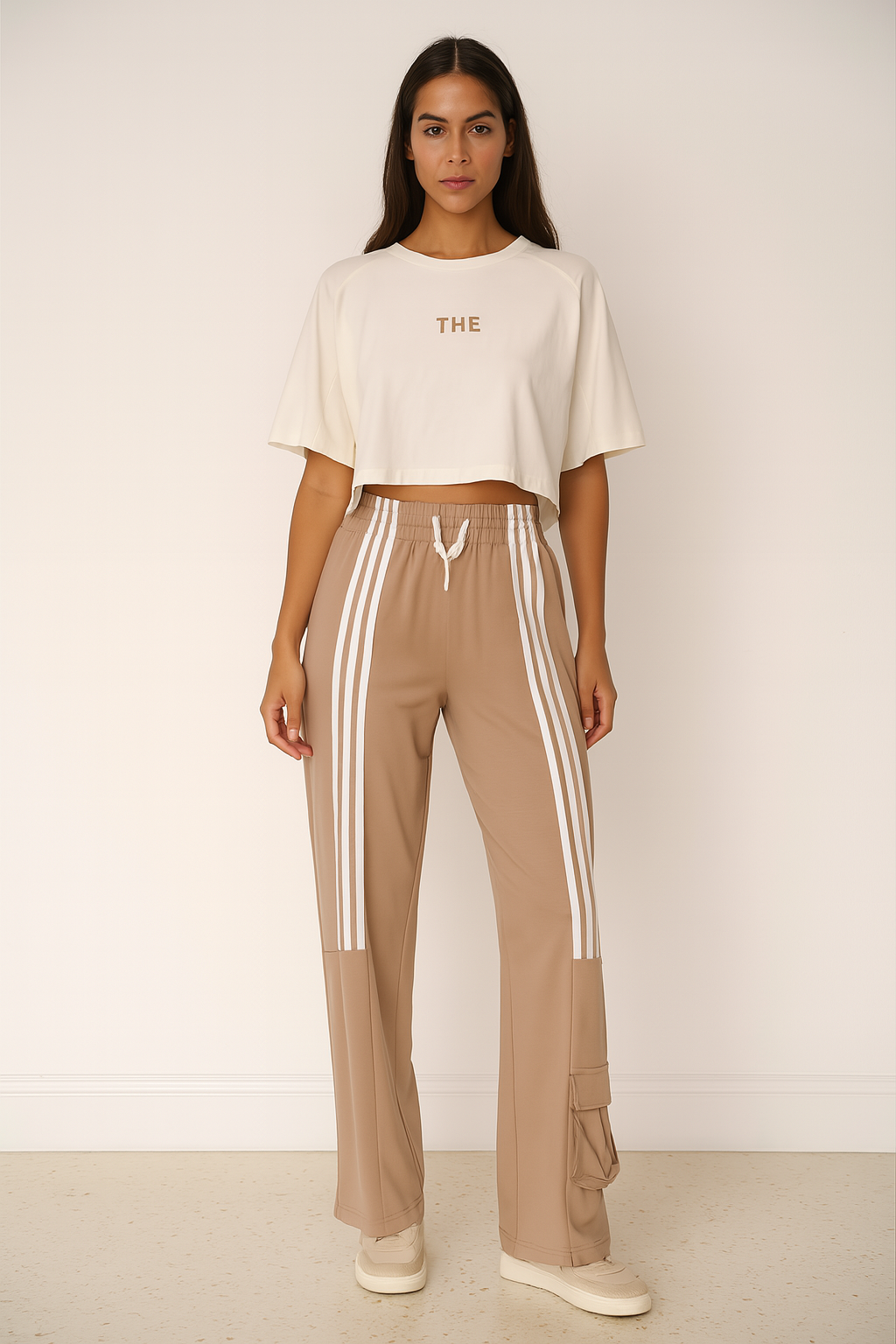 Serene Days Trouser Set -White/Gray