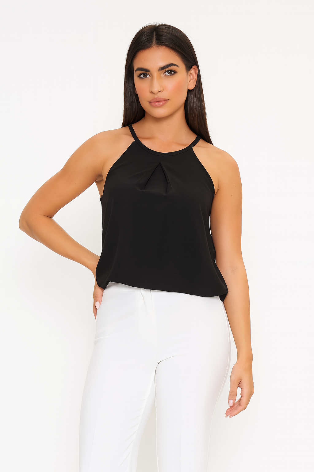Bordeaux Charm — Black Blouse