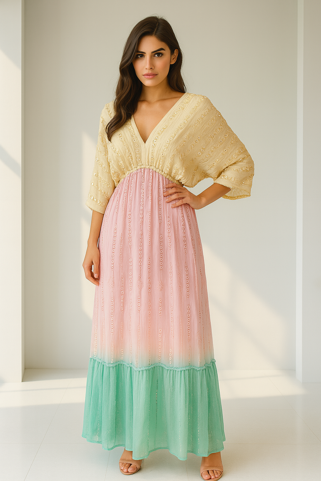 Rose Dune Dress - Pink/Beige
