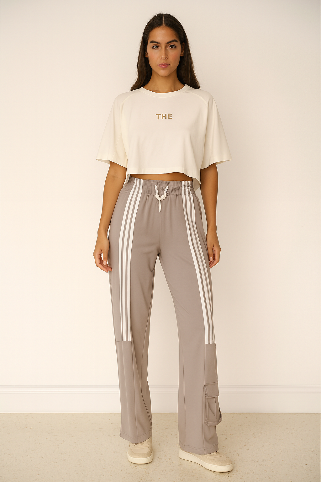 Serene Days Trouser Set – White/Beige