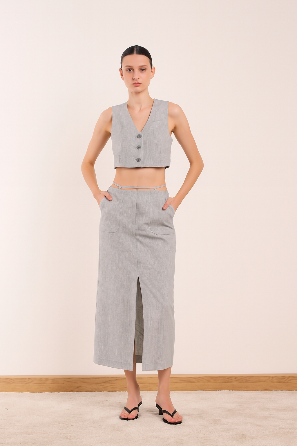 Mistbound 2-Piece Skirt Set - Gray