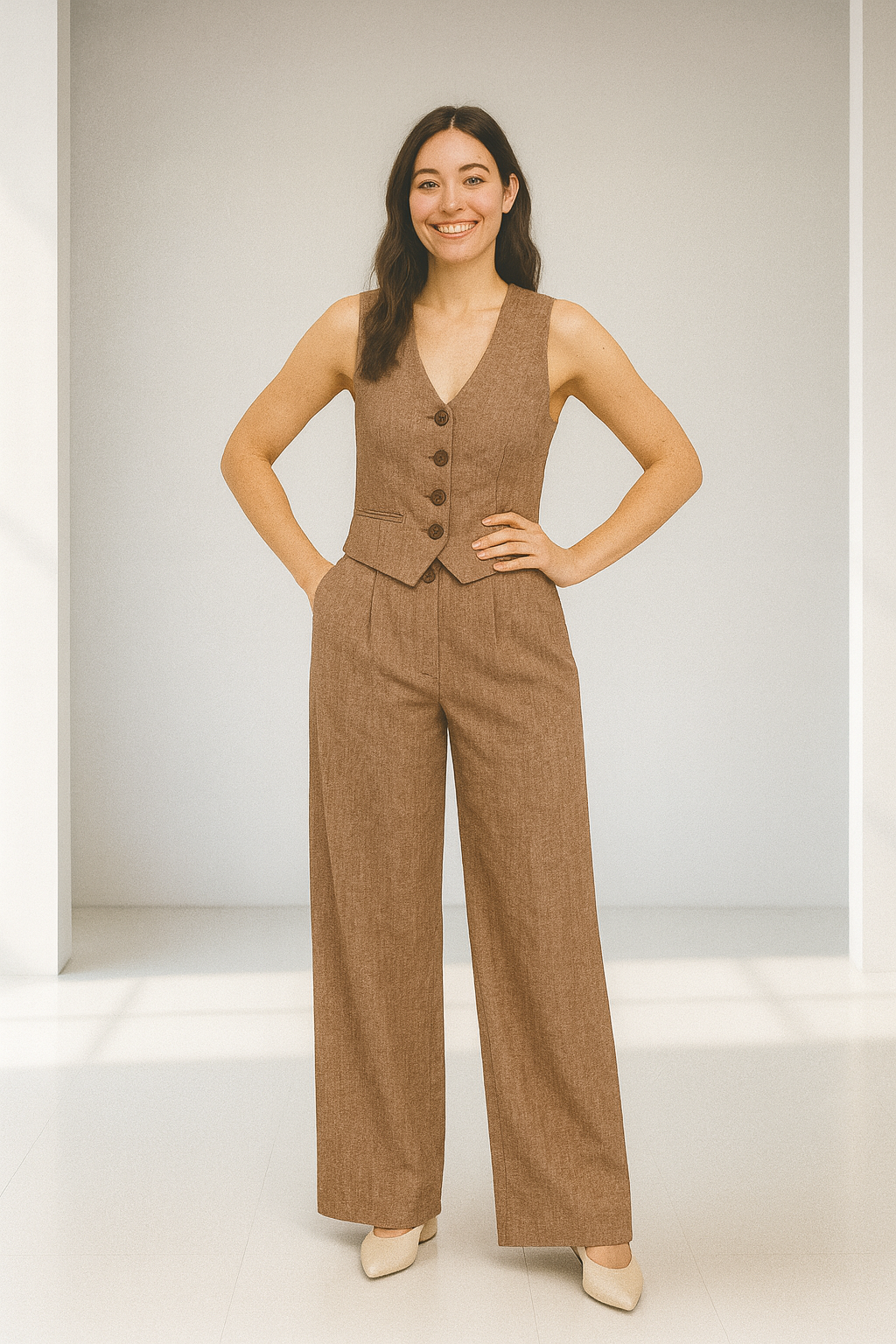 Linen Spell 2-Piece Set - Brown