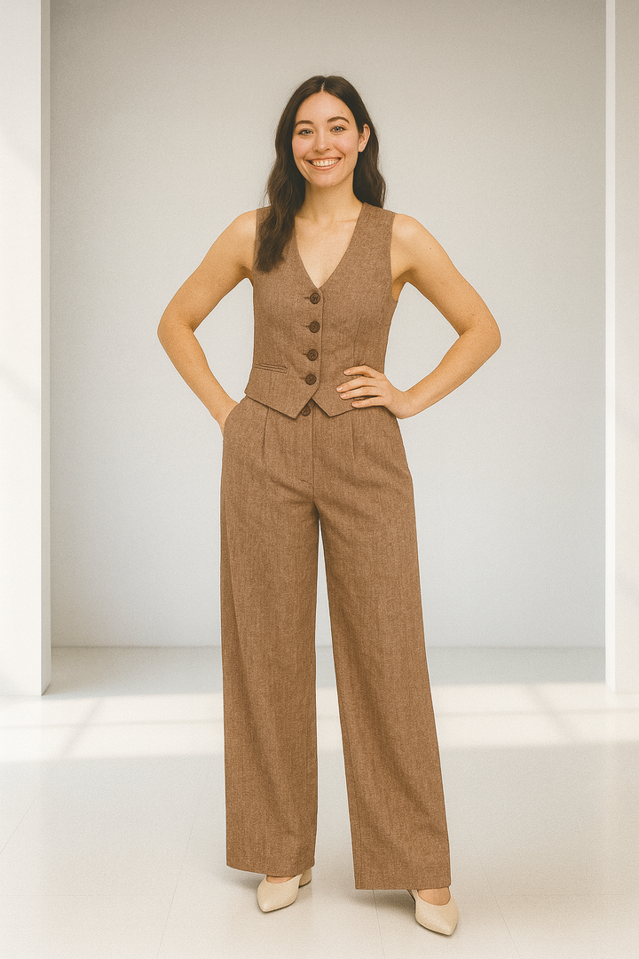 Linen Spell 2-Piece Set - Brown