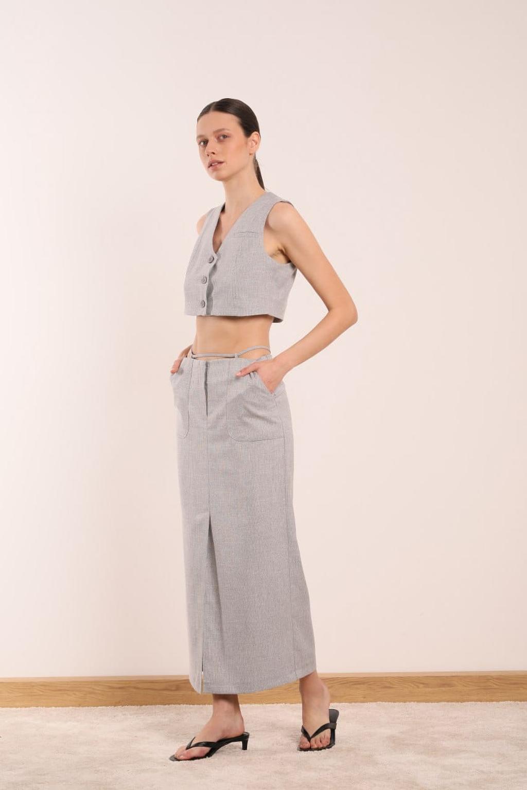 Mistbound 2-Piece Skirt Set - Gray