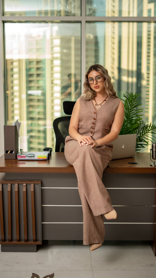 Tailored Beige Vest Co-Ord Set