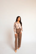 Multicolour Satin Beige Shirt