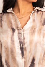 Multicolour Satin Beige Shirt