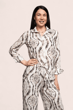 Ivory Printed Shirt & Wide-Leg Trousers Set