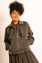 Olive Button-Front Day Dress
