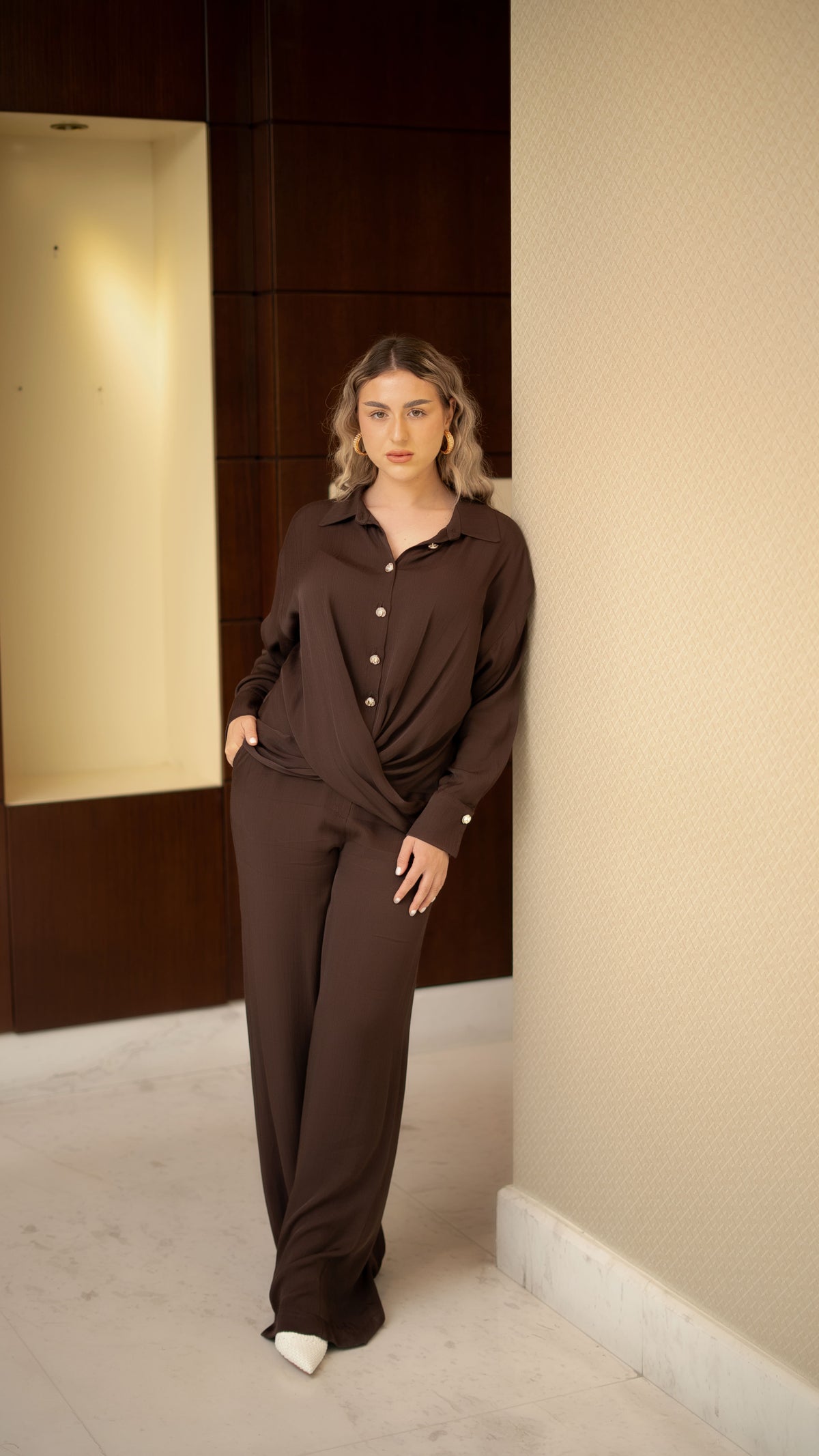 Twist-Front Chocolate Co-Ord Set