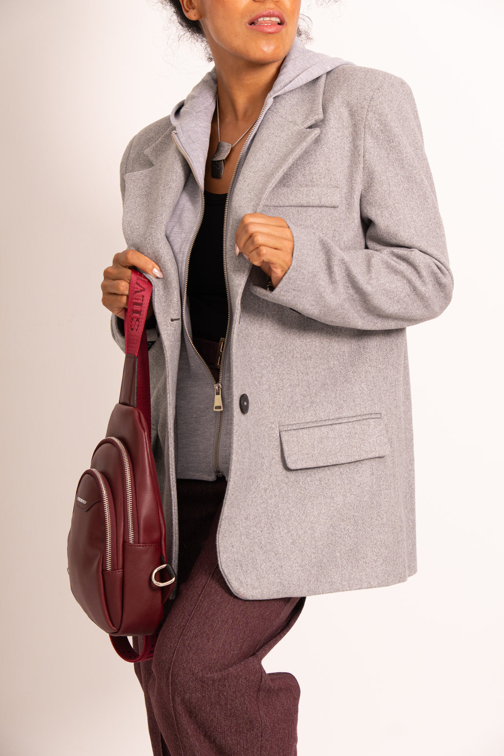 Burgundy Straight-Cut Denim