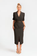 Dark Olive Structured Day Dress