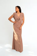 Mocha Draped Back Gown