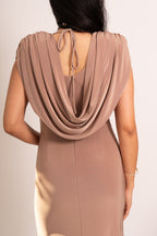 Mocha Draped Back Gown