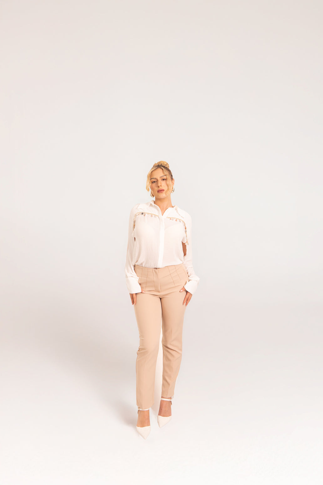 Off-White Crepe Blouse