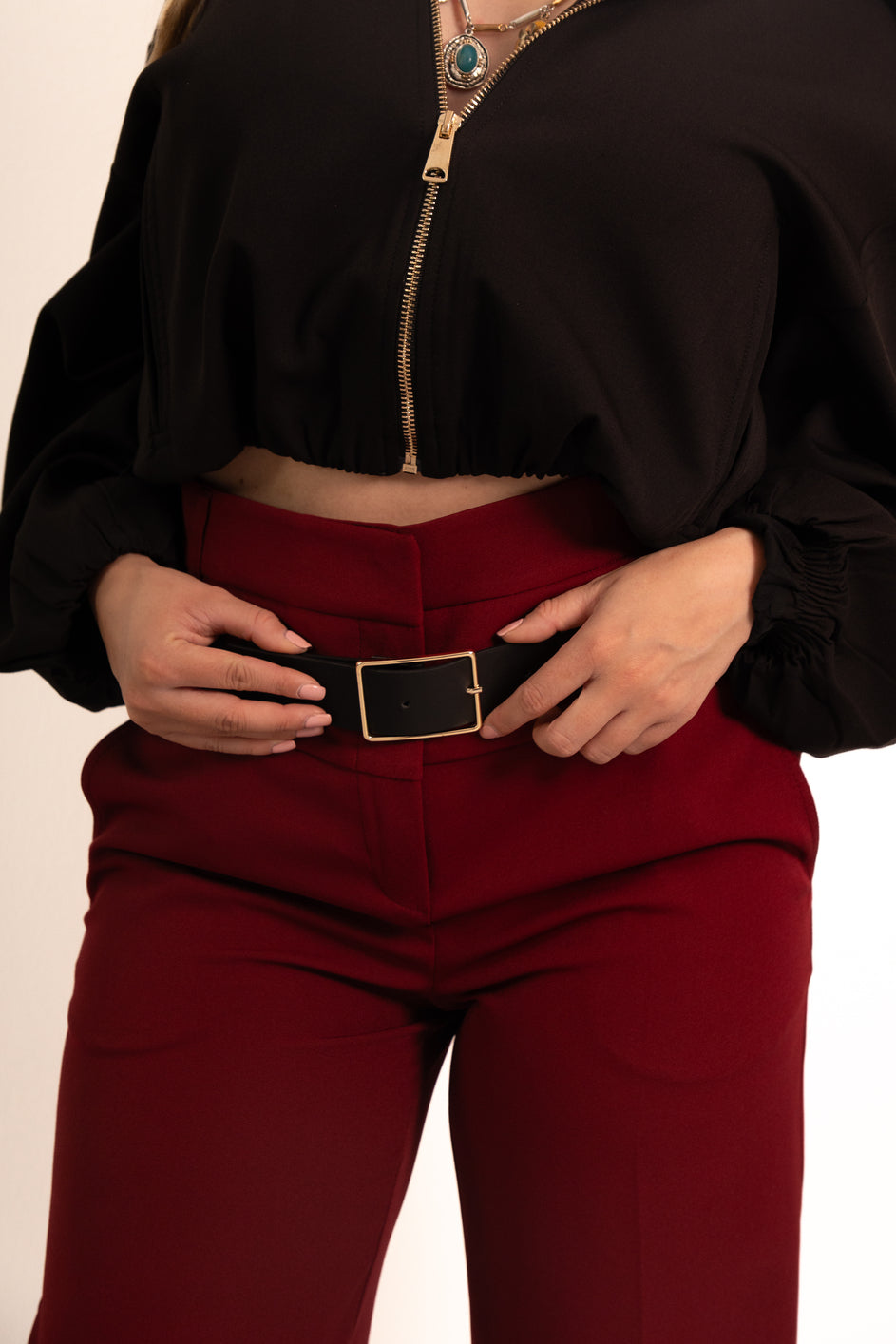 Cherry Red Tailored Pants