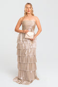 Platinum Tiered Evening Dress