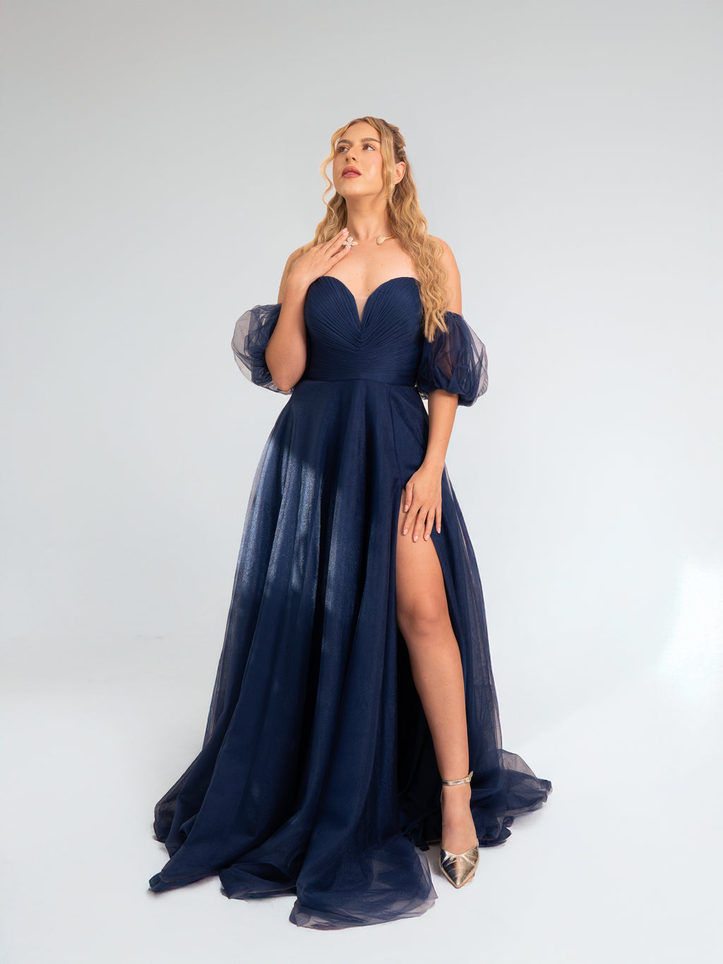 Midnight Blue Slit Gown