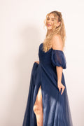 Midnight Blue Slit Gown