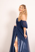 Midnight Blue Slit Gown
