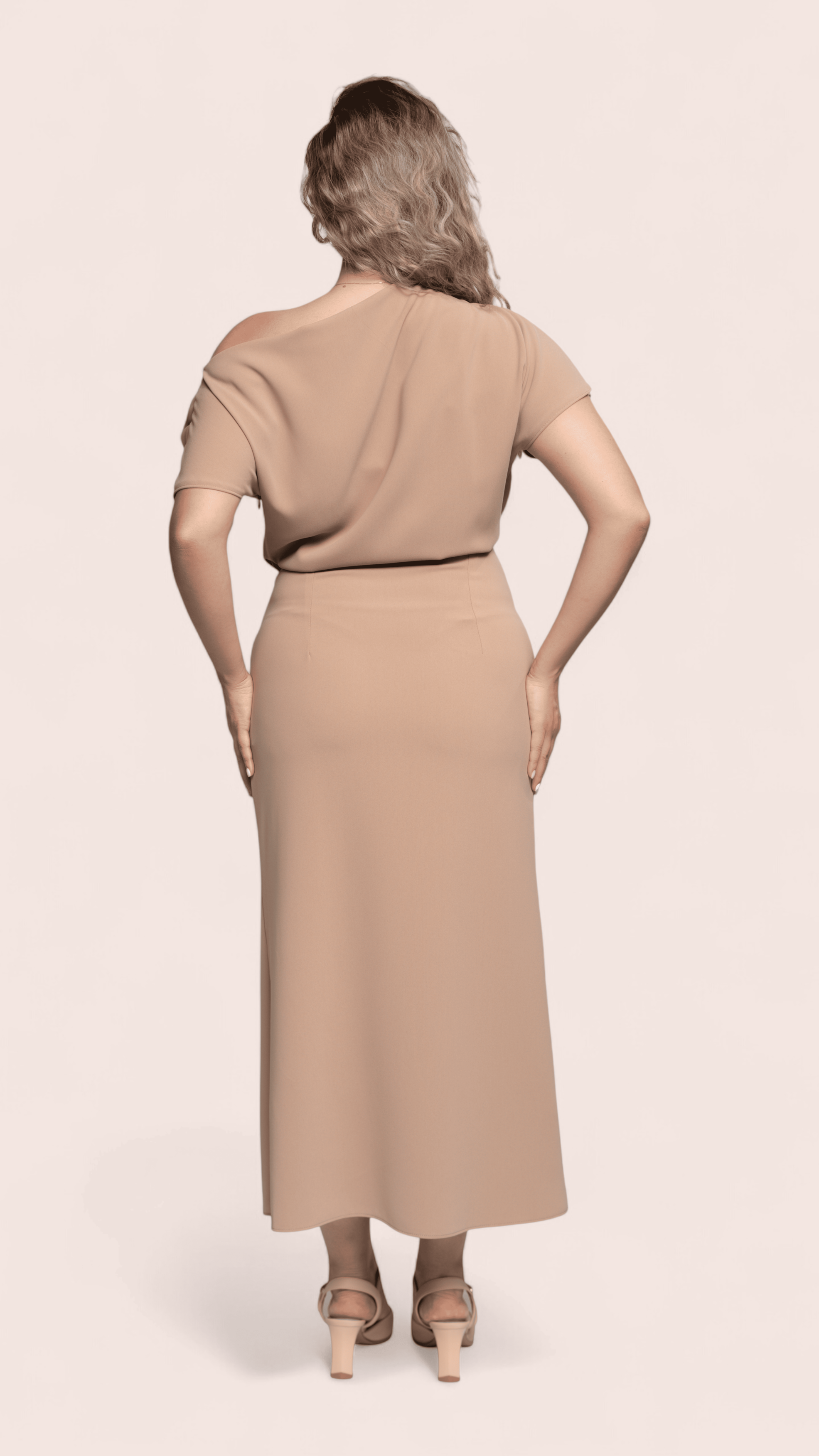 Taupe Draped Midi Dress