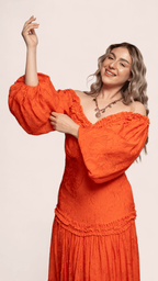 Burnt Orange Off-Shoulder Textured Maxi Dress