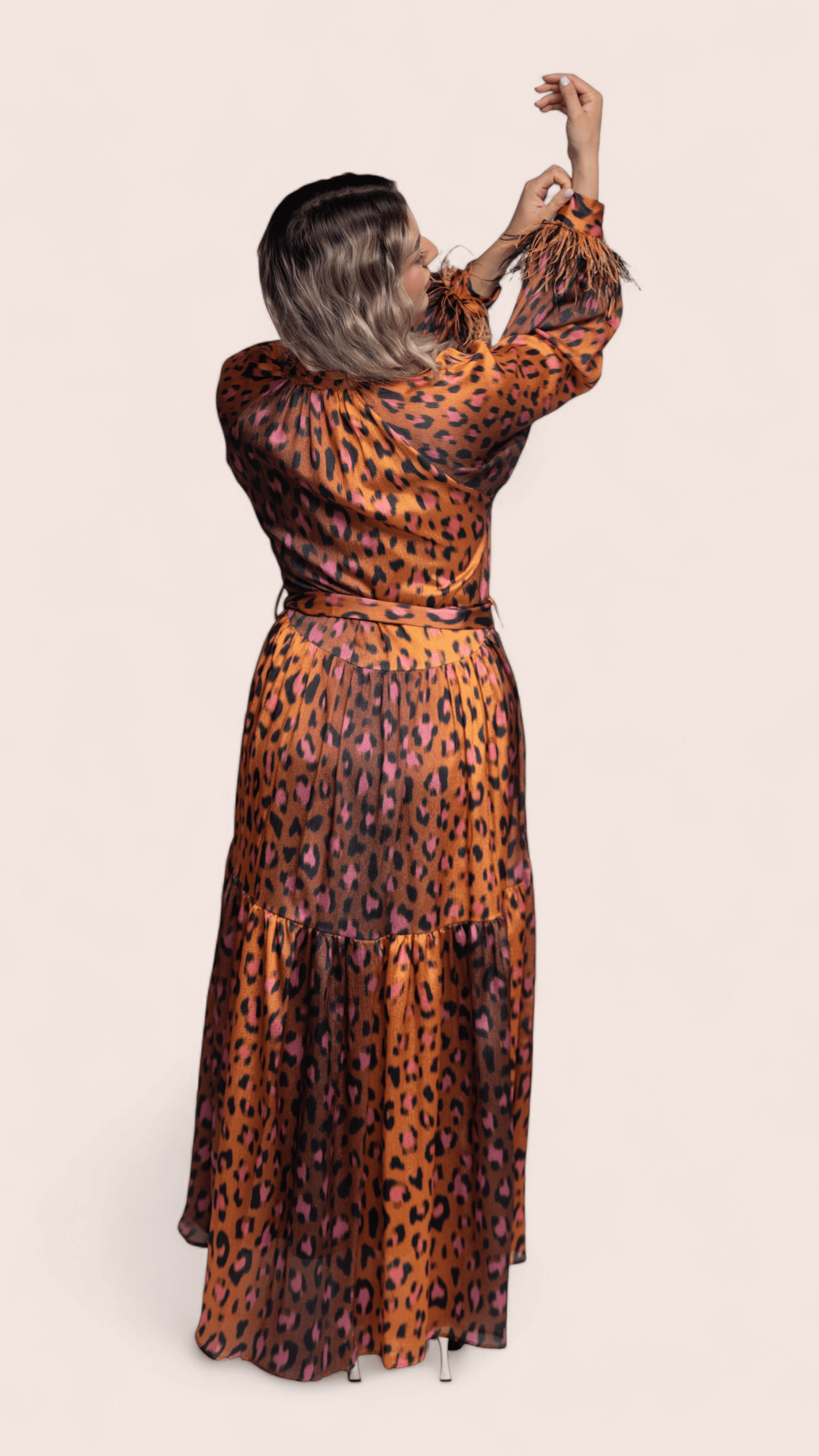 Burnt Orange & Plum Printed Tiered Dress