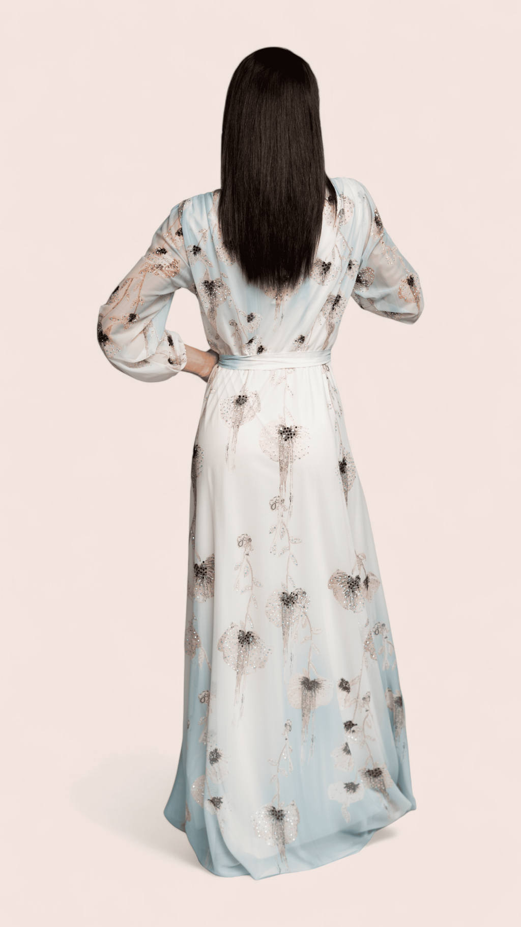 Powder Blue Embellished Maxi Dress