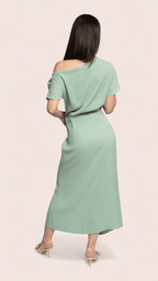 Sage Green Draped Midi Dress