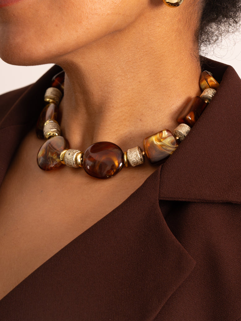 Natural Brown Stone Necklace